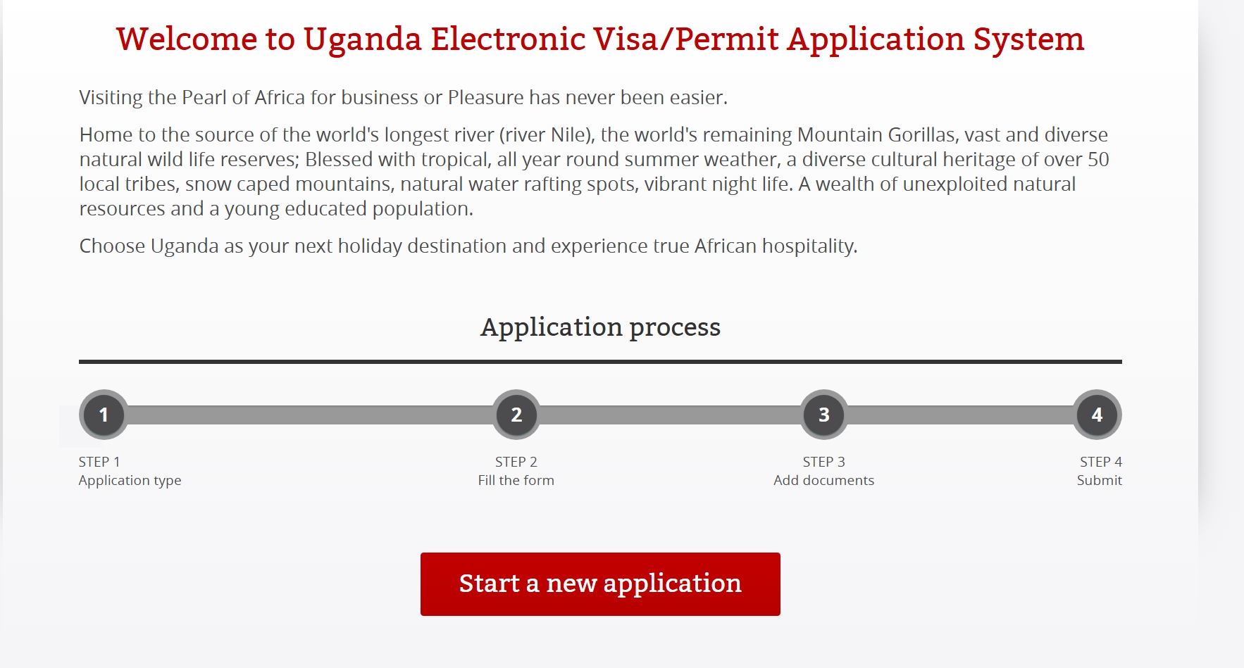 the first page on the site where to apply for a ugandan vise 