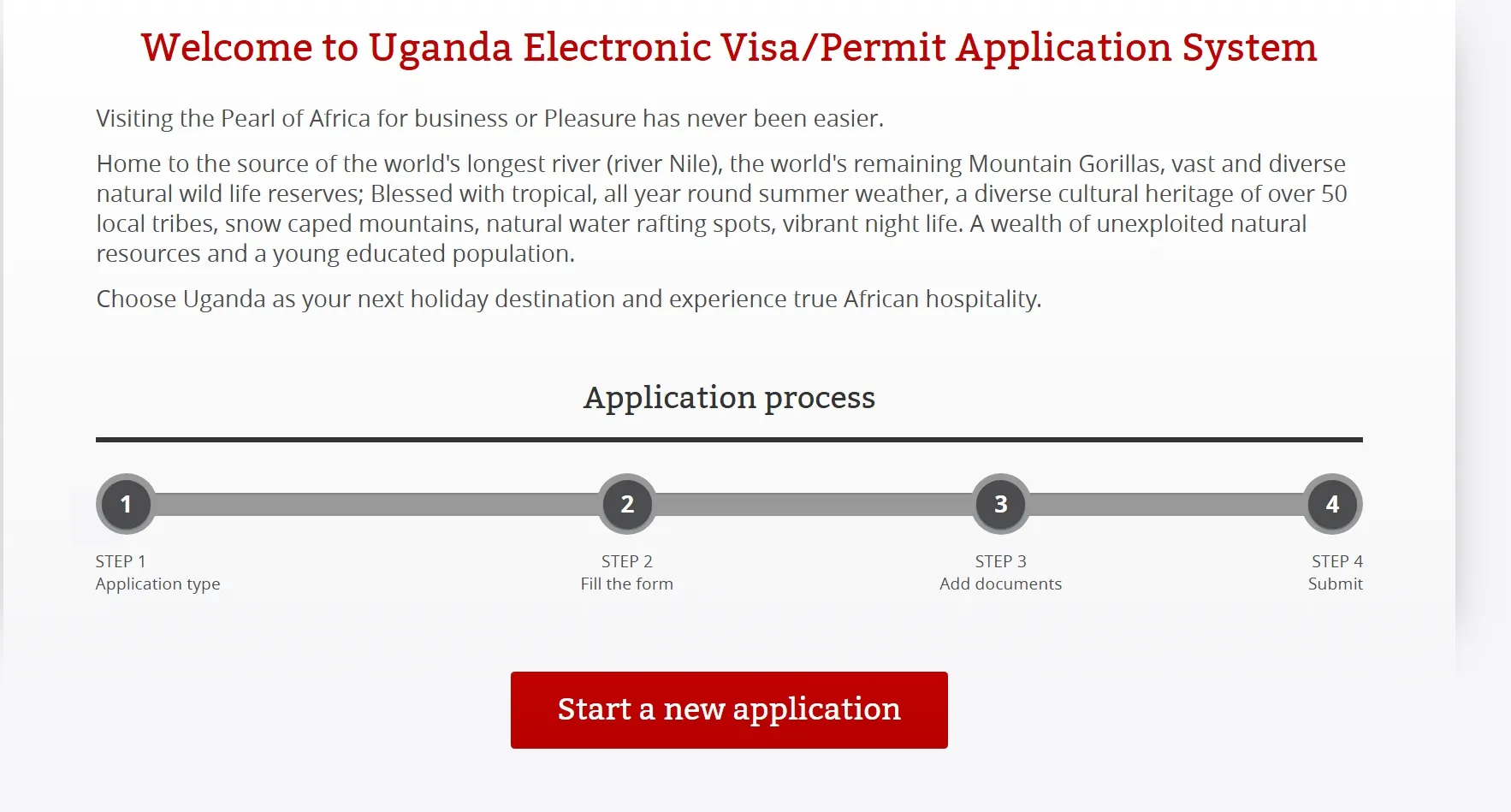 the first page on the site where to apply for a ugandan vise 