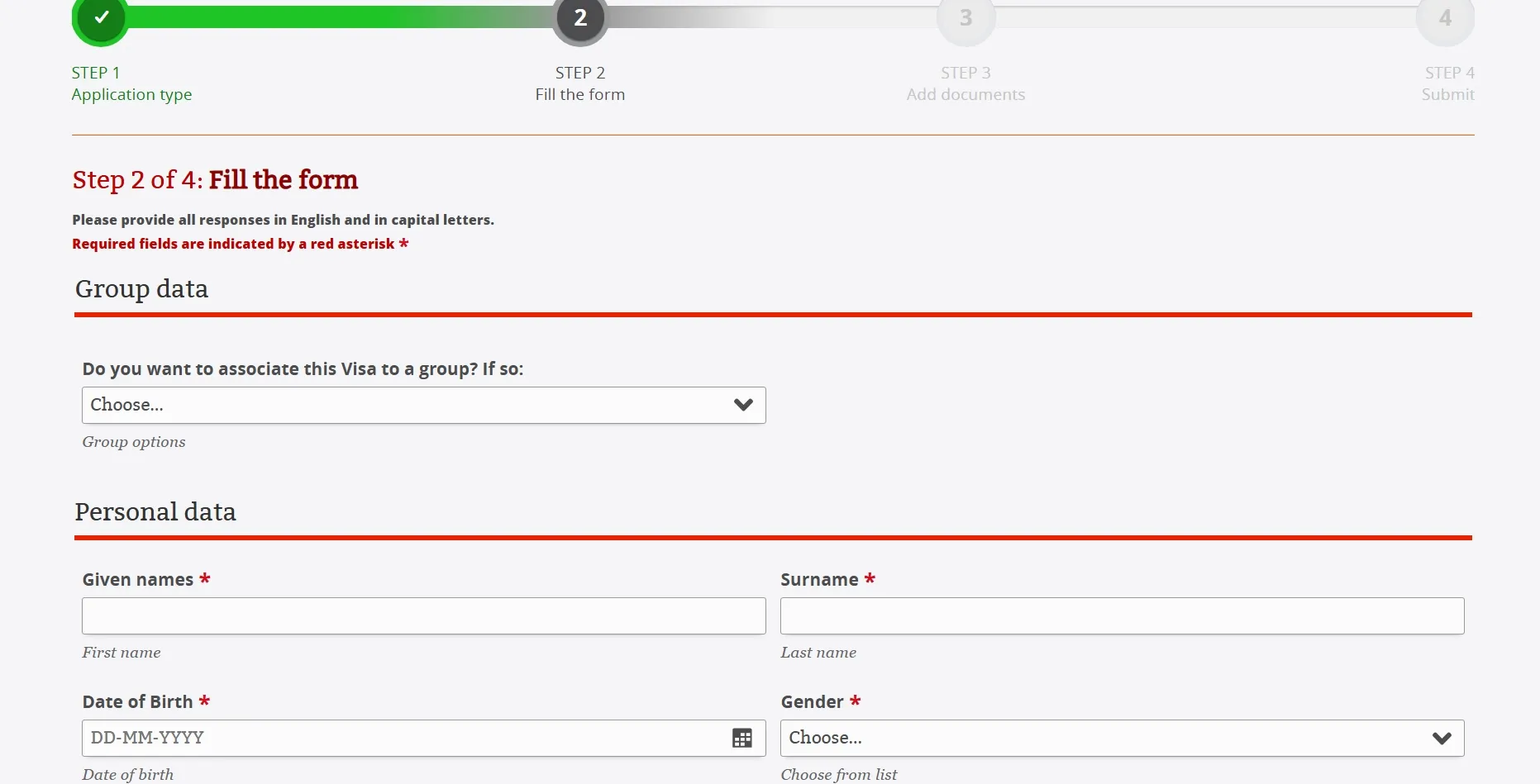 How to book a tourist visa: the page to feel in your info on the visa application website of East Africa 